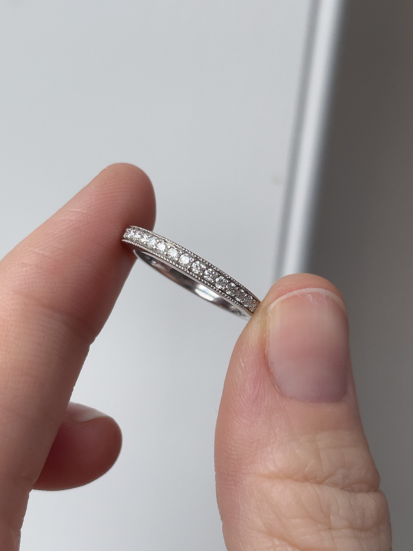 Vintage white gold diamond half eternity ring