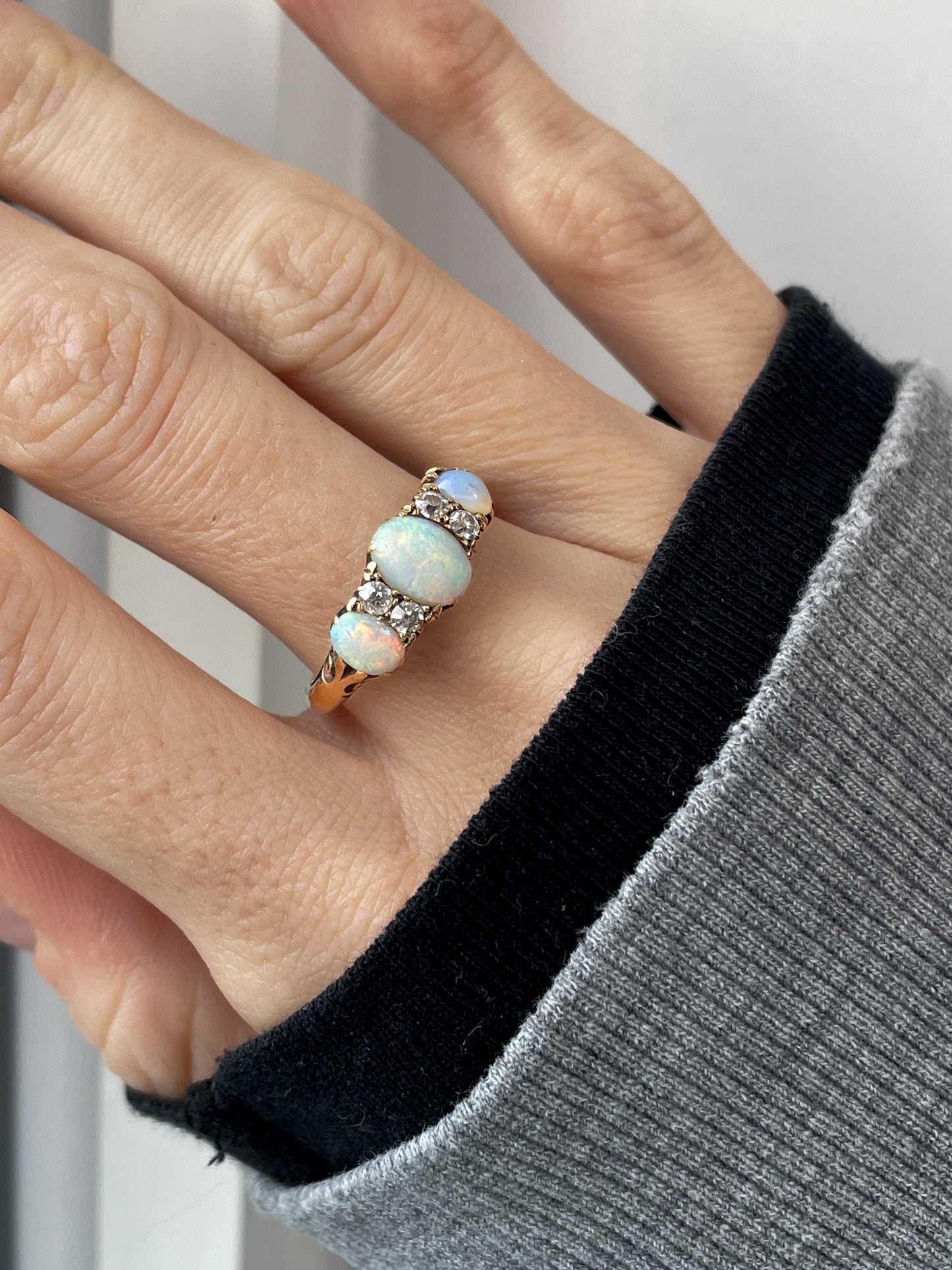 Antique opal and diamond ring with personal inscription from 1904