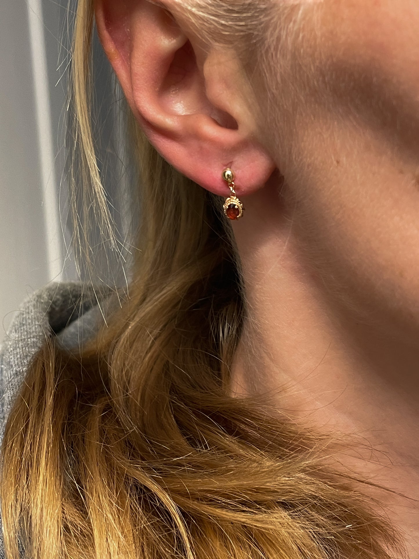 Garnet drop earrings