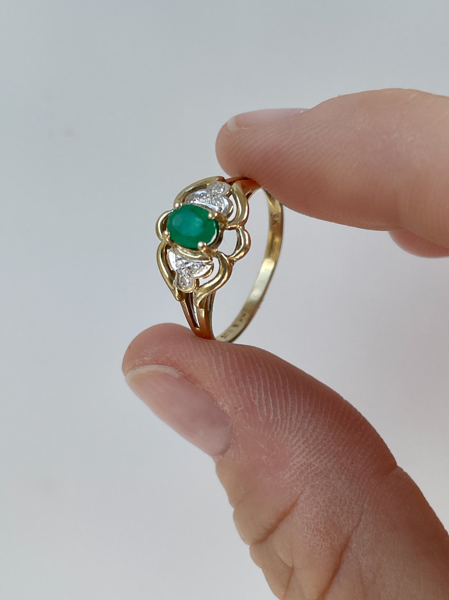 Vintage emerald and diamond dress ring
