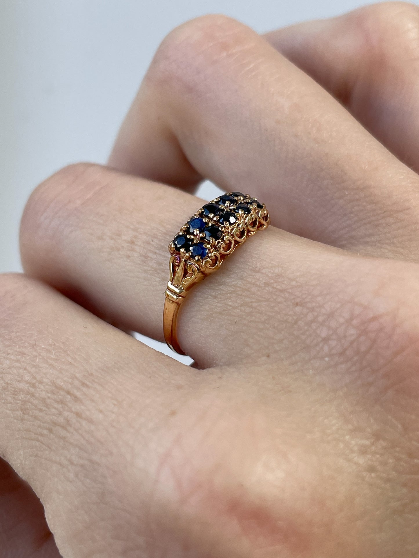 Vintage sapphire double row ring