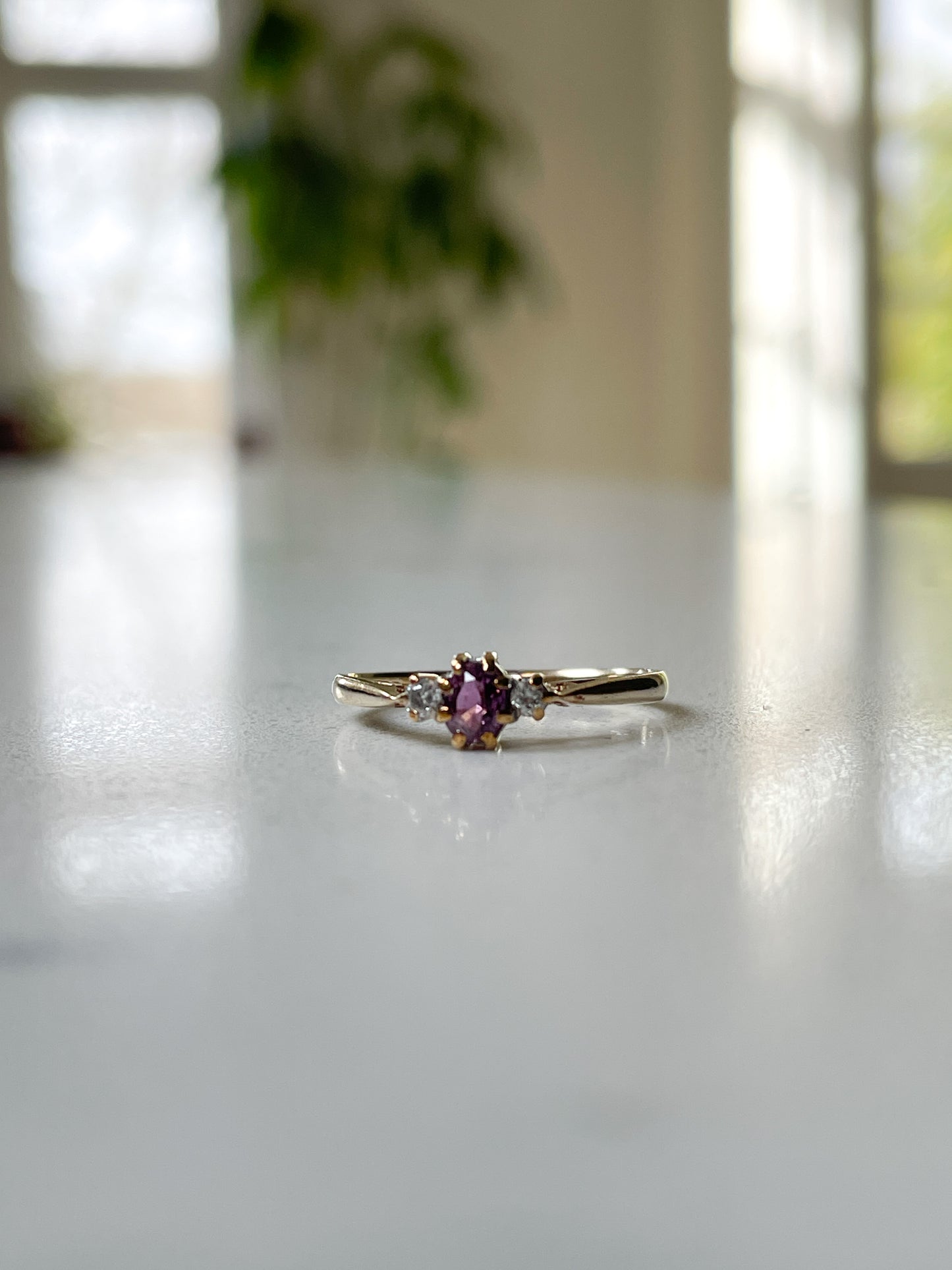 Vintage ruby and diamond trilogy ring from 1988