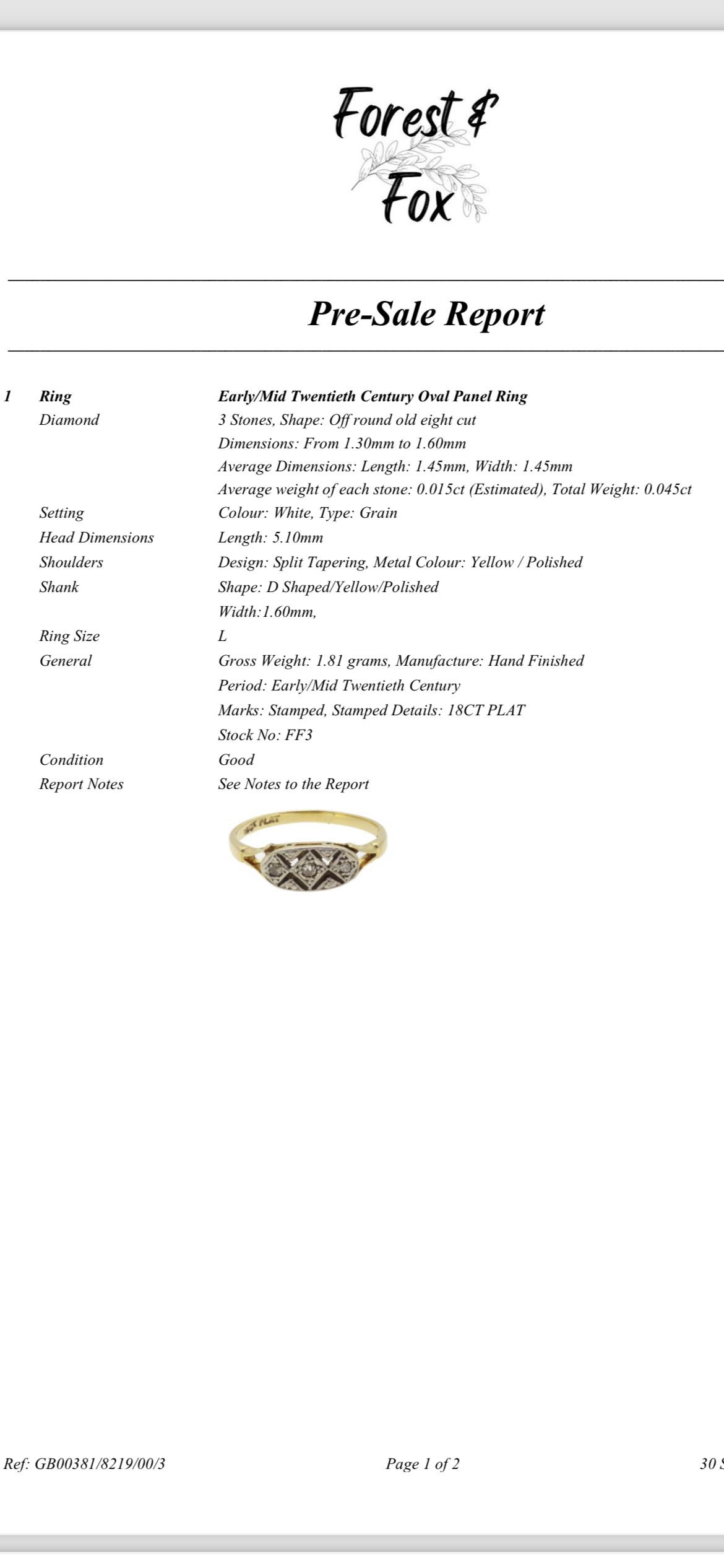 Art deco 18ct gold and platinum diamond trilogy ring