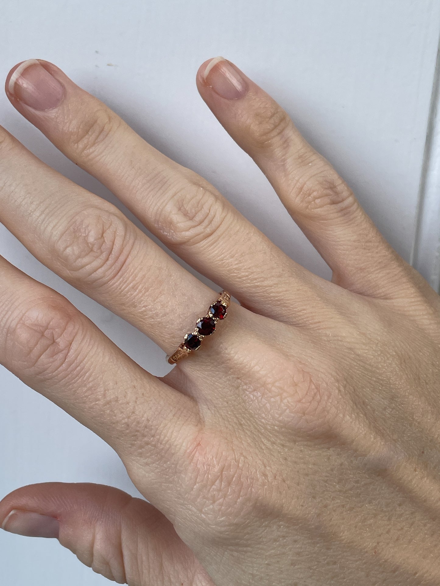 Vintage garnet trilogy ring