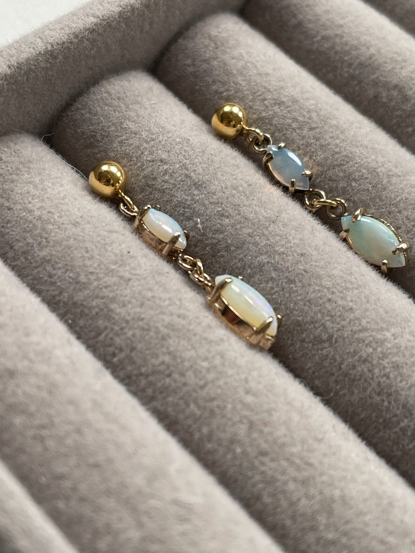 14k gold marquise opal drop earrings