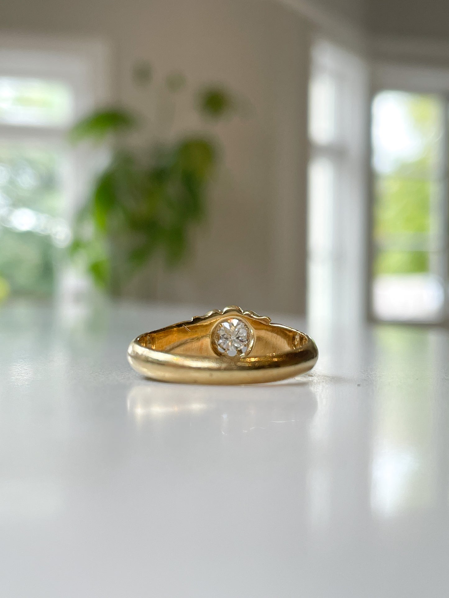 Vintage belcher diamond solitaire ring on 18ct gold