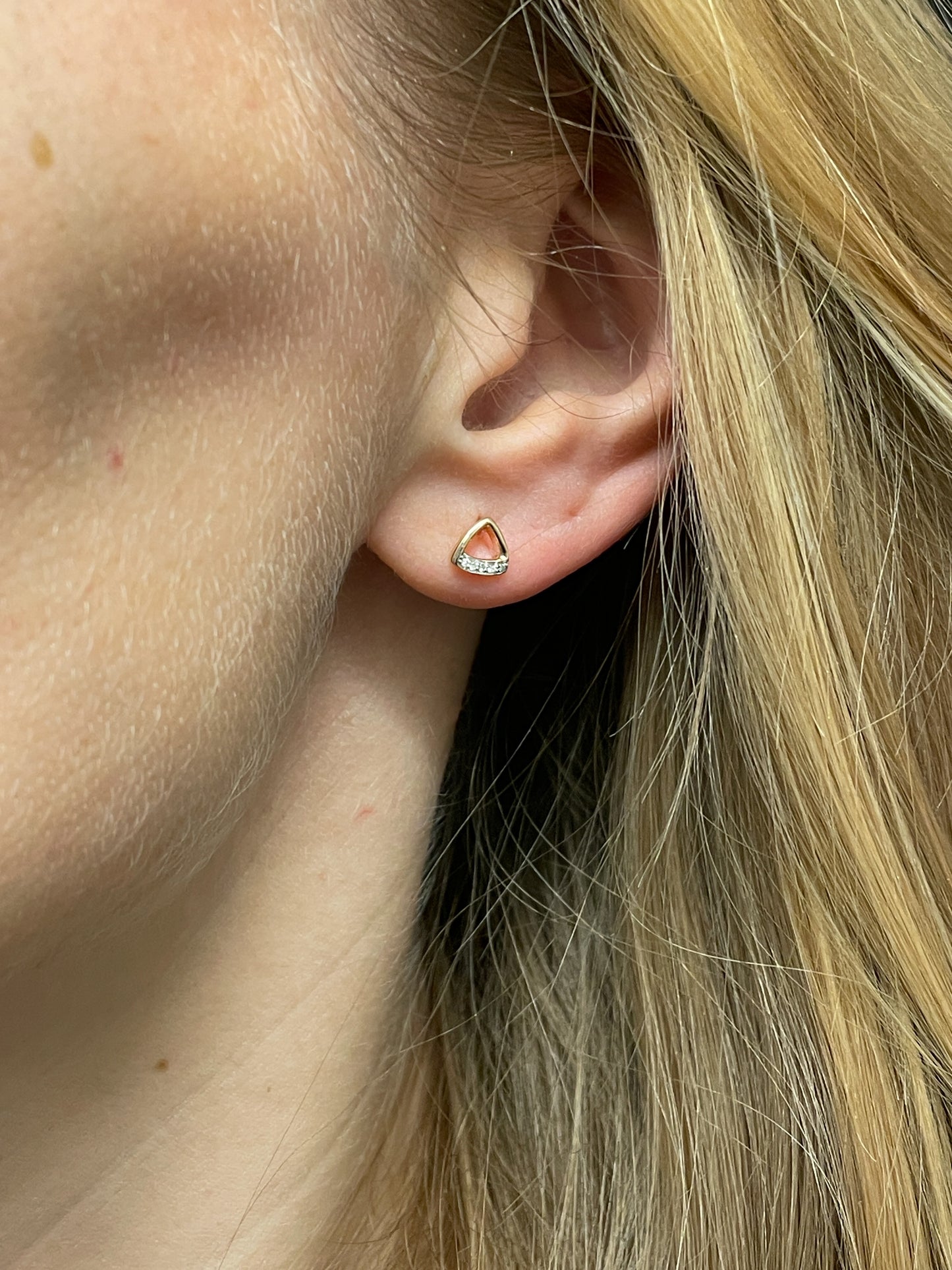 Vintage 9ct rose gold and diamond earrings