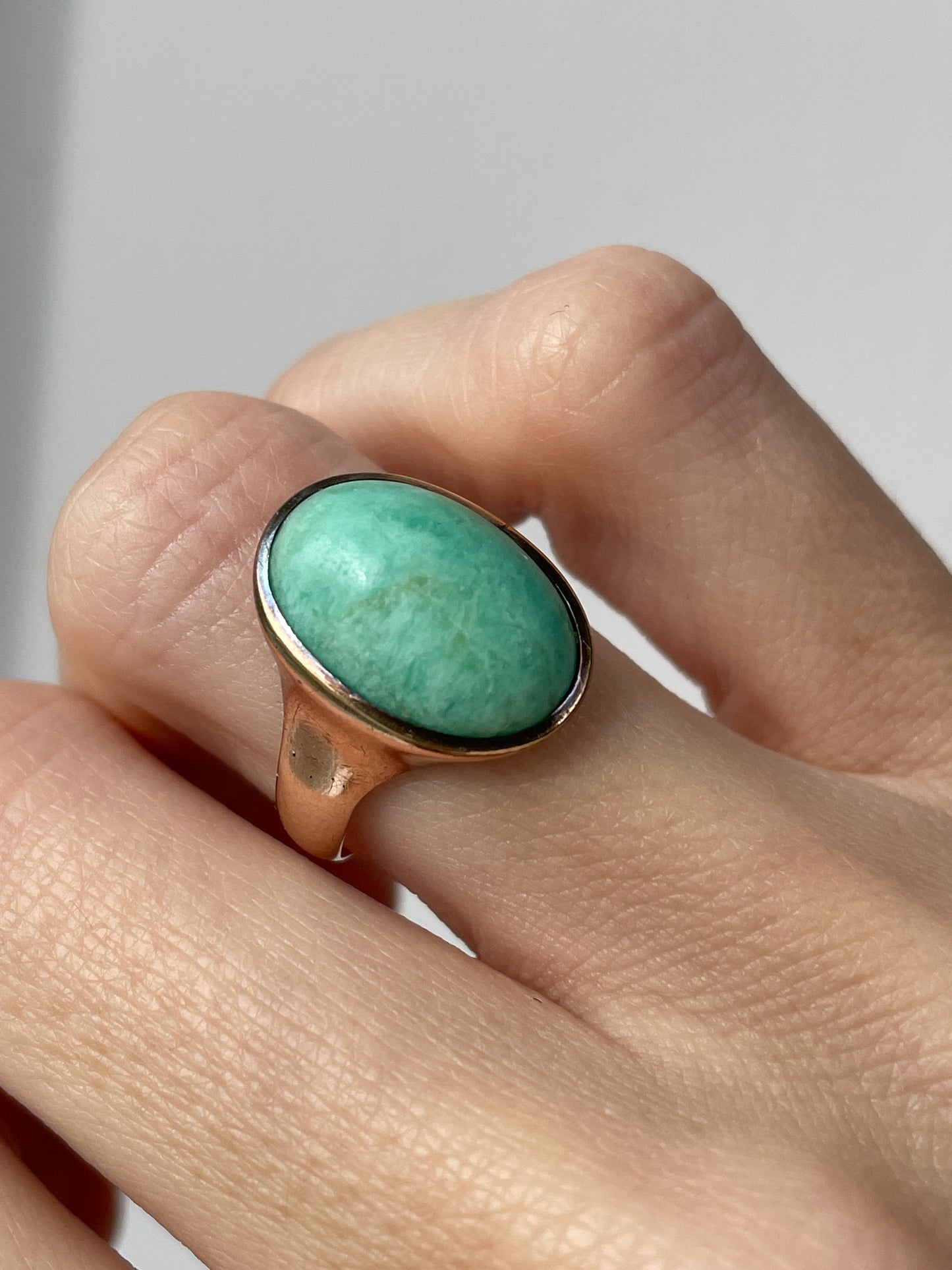 Vintage turquoise cocktail ring on 9ct rose gold