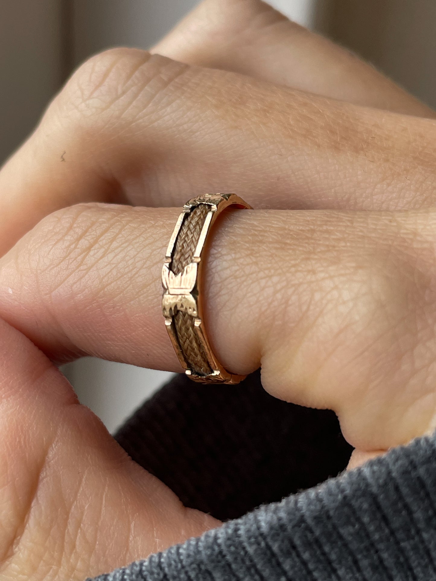 Victorian hairwork mourning ring