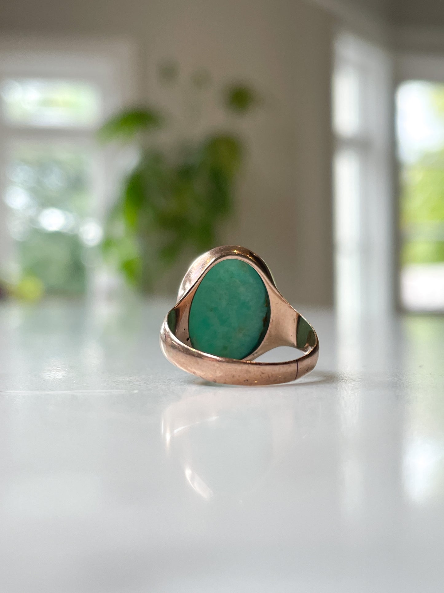 Vintage turquoise cocktail ring on 9ct rose gold