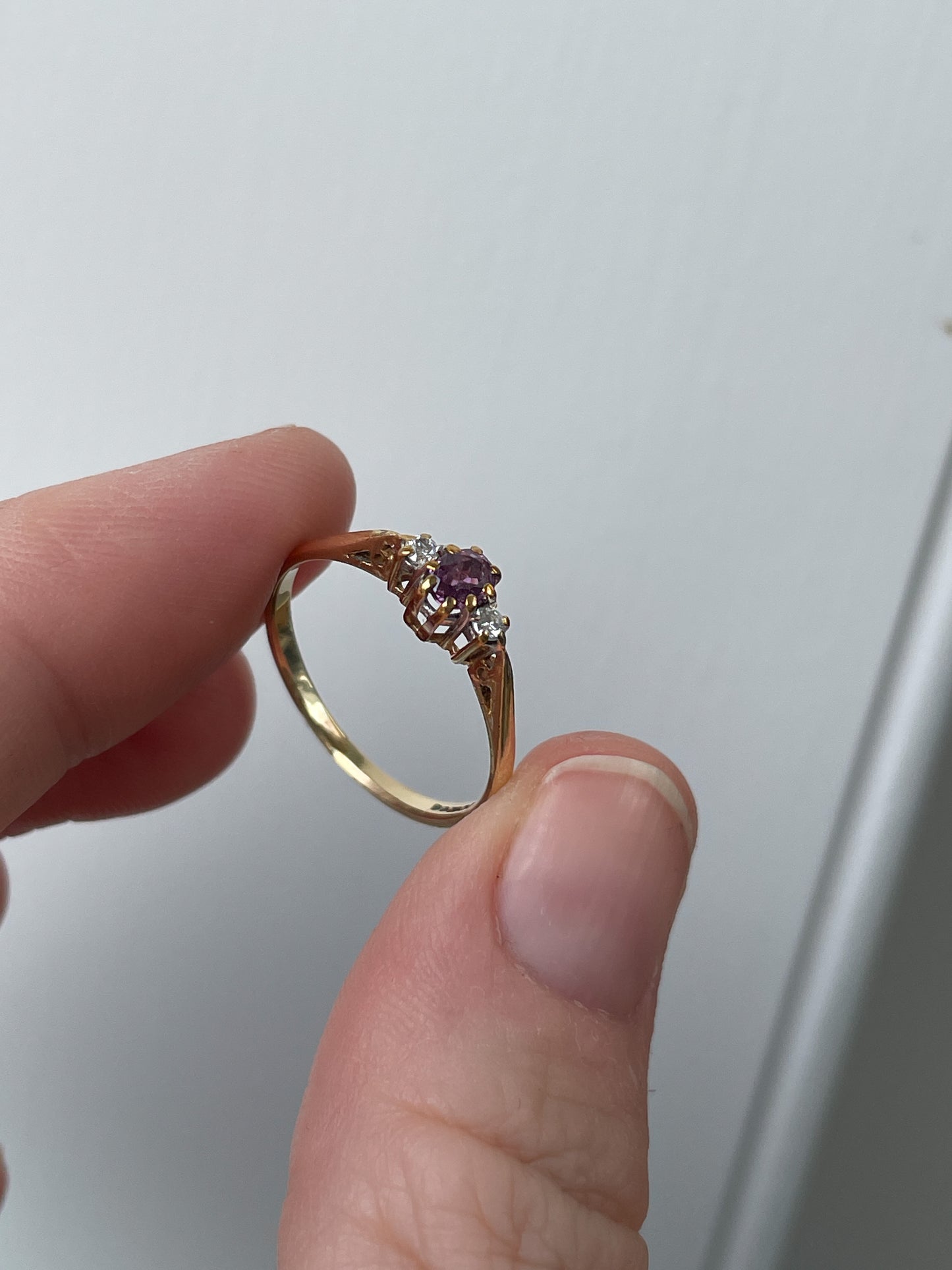 Vintage ruby and diamond trilogy ring from 1988