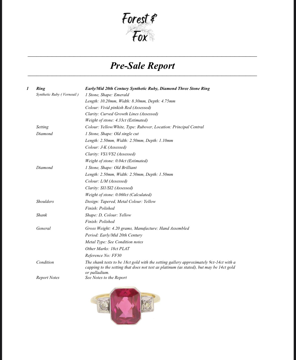 Early 20th century synthetic ruby and diamond ring