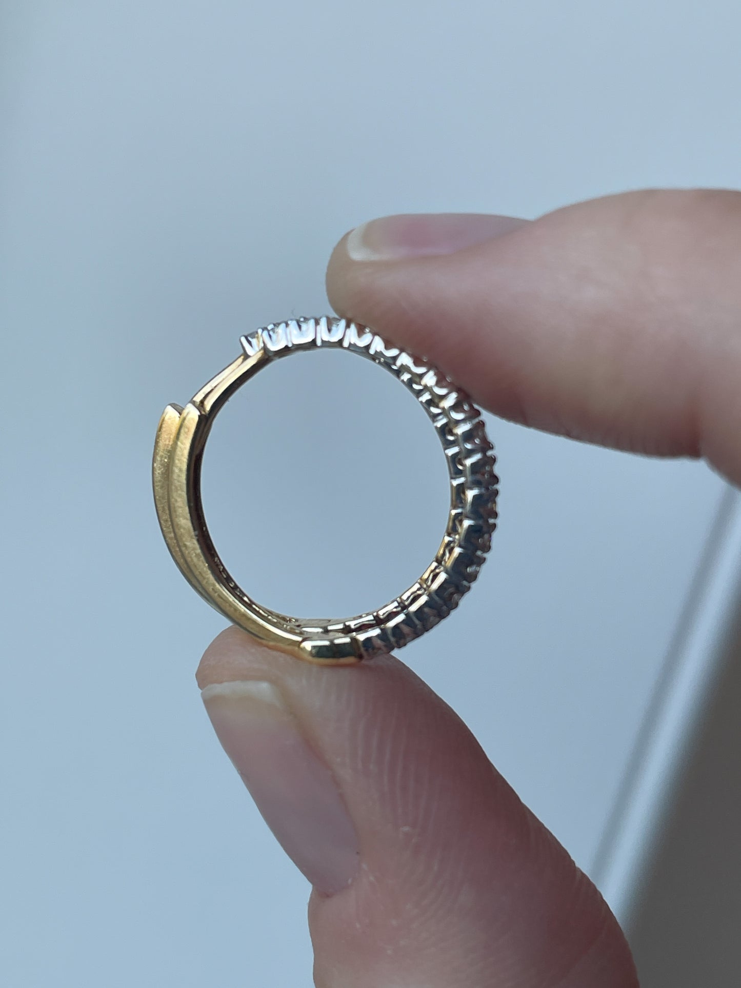 Vintage diamond and yellow gold hoop earrings