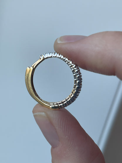 Vintage diamond and yellow gold hoop earrings