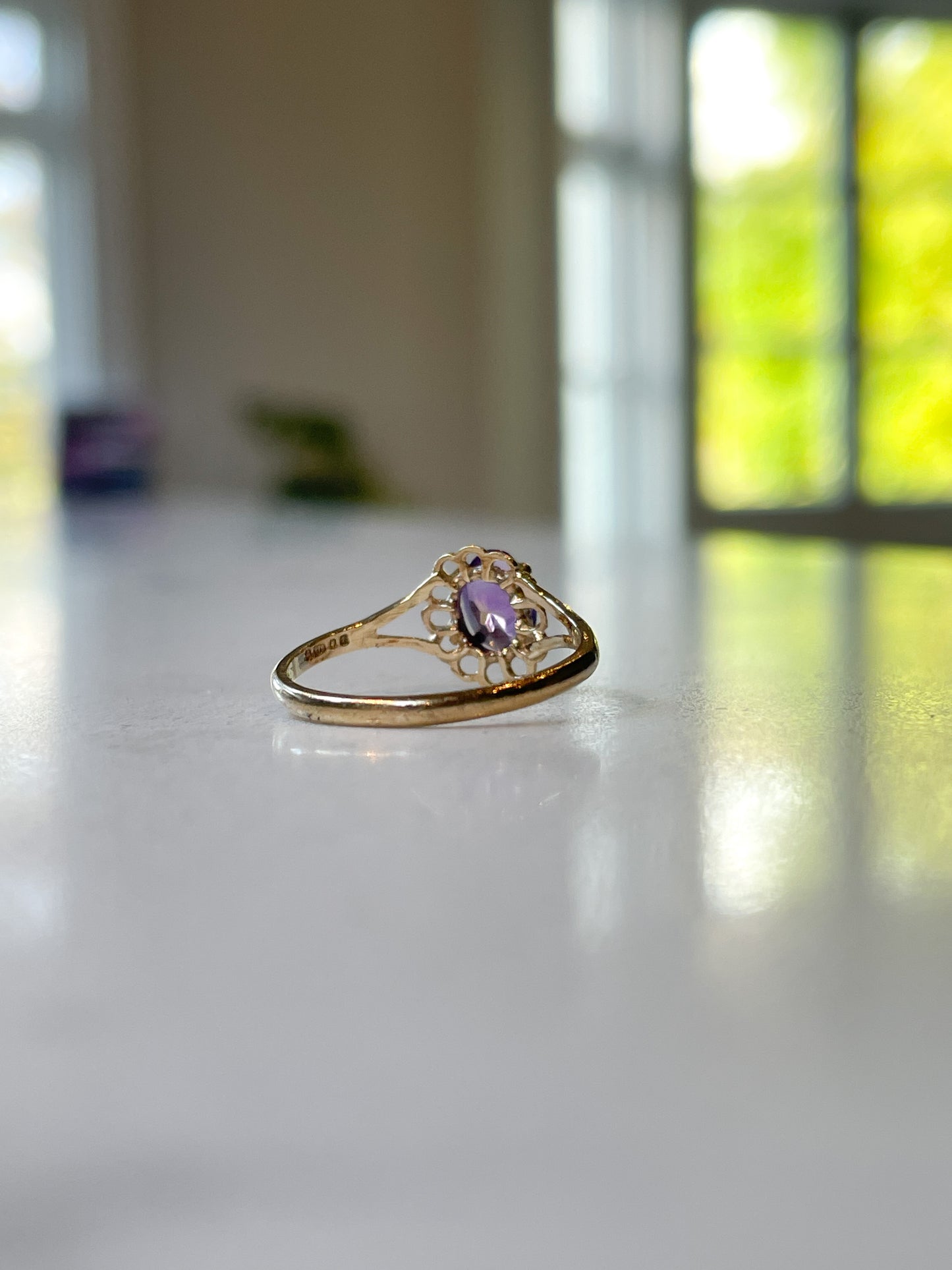 Vintage 1980s amethyst solitaire ring on 9ct gold