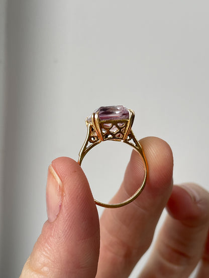 Vintage 1960s 9ct gold amethyst cocktail ring