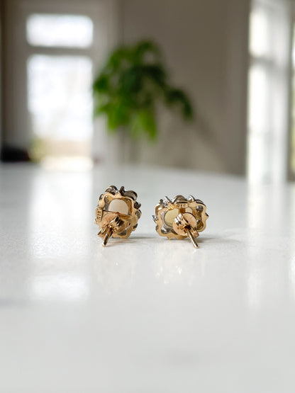 Antique opal and diamond earrings on 9ct gold