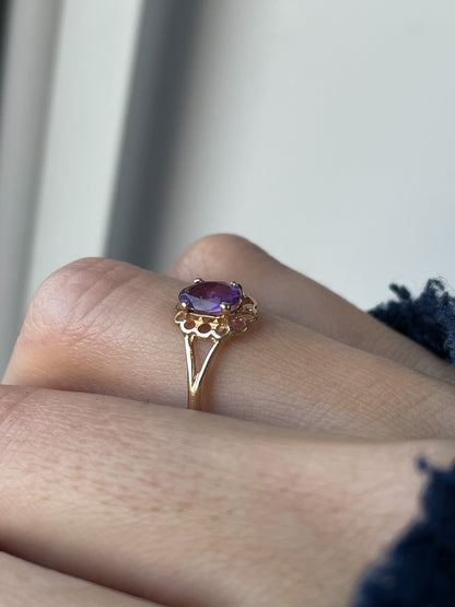 Vintage 1980s amethyst solitaire ring on 9ct gold
