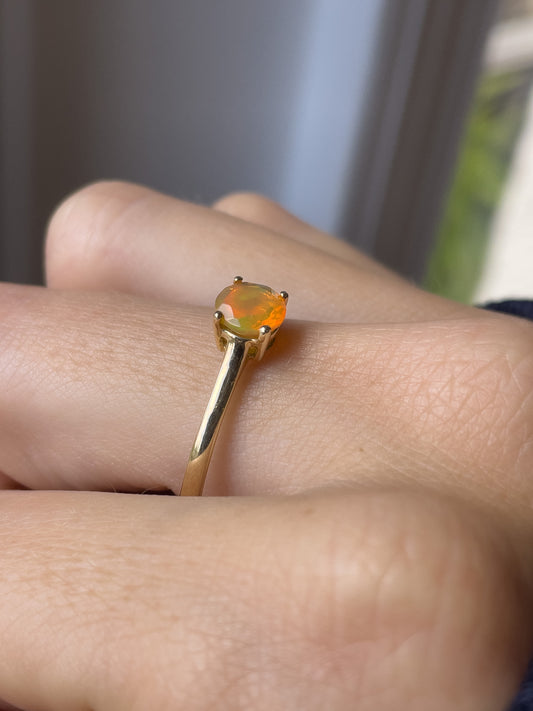 Orange opal solitaire ring