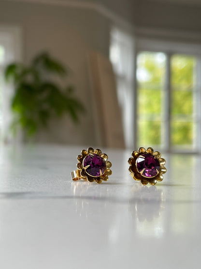 Vintage amethyst stud earrings