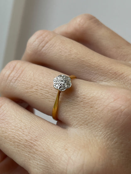 Antique diamond daisy cluster ring on 18ct gold