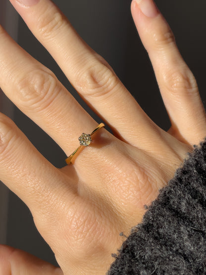 Vintage yellow diamond solitaire ring on 18ct gold