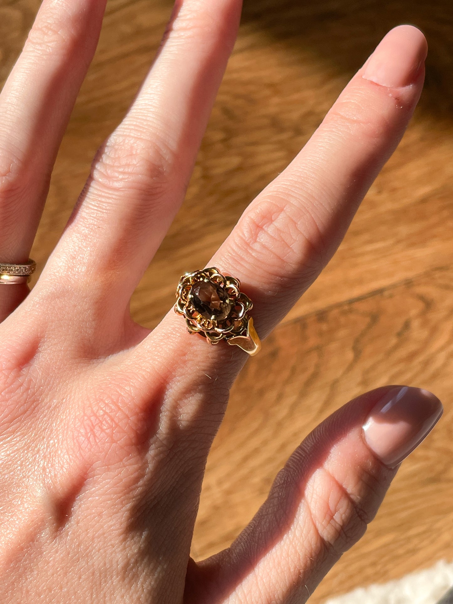14ct gold smoky quartz ring