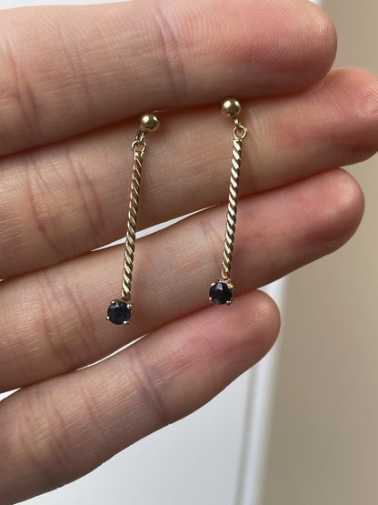 Vintage sapphire twist drop earrings