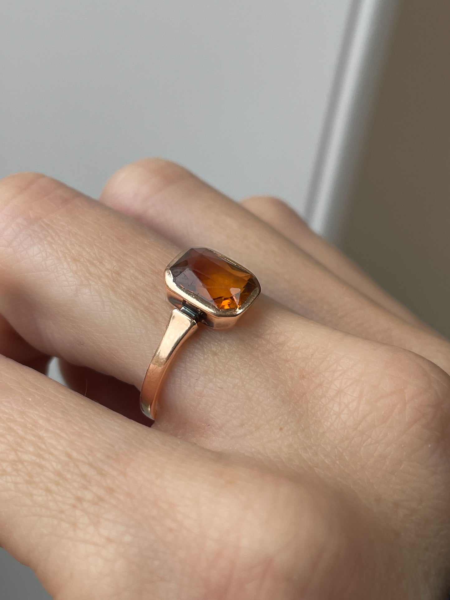 Vintage citrine ring on 9ct rose gold