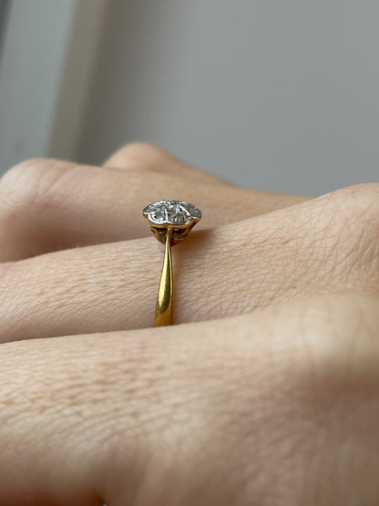 Antique diamond daisy cluster ring on 18ct gold