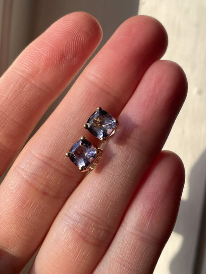 Vintage tanzanite stud earrings on 9ct gold