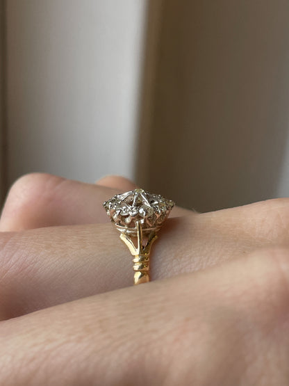 Vintage diamond cluster ring on 18ct gold