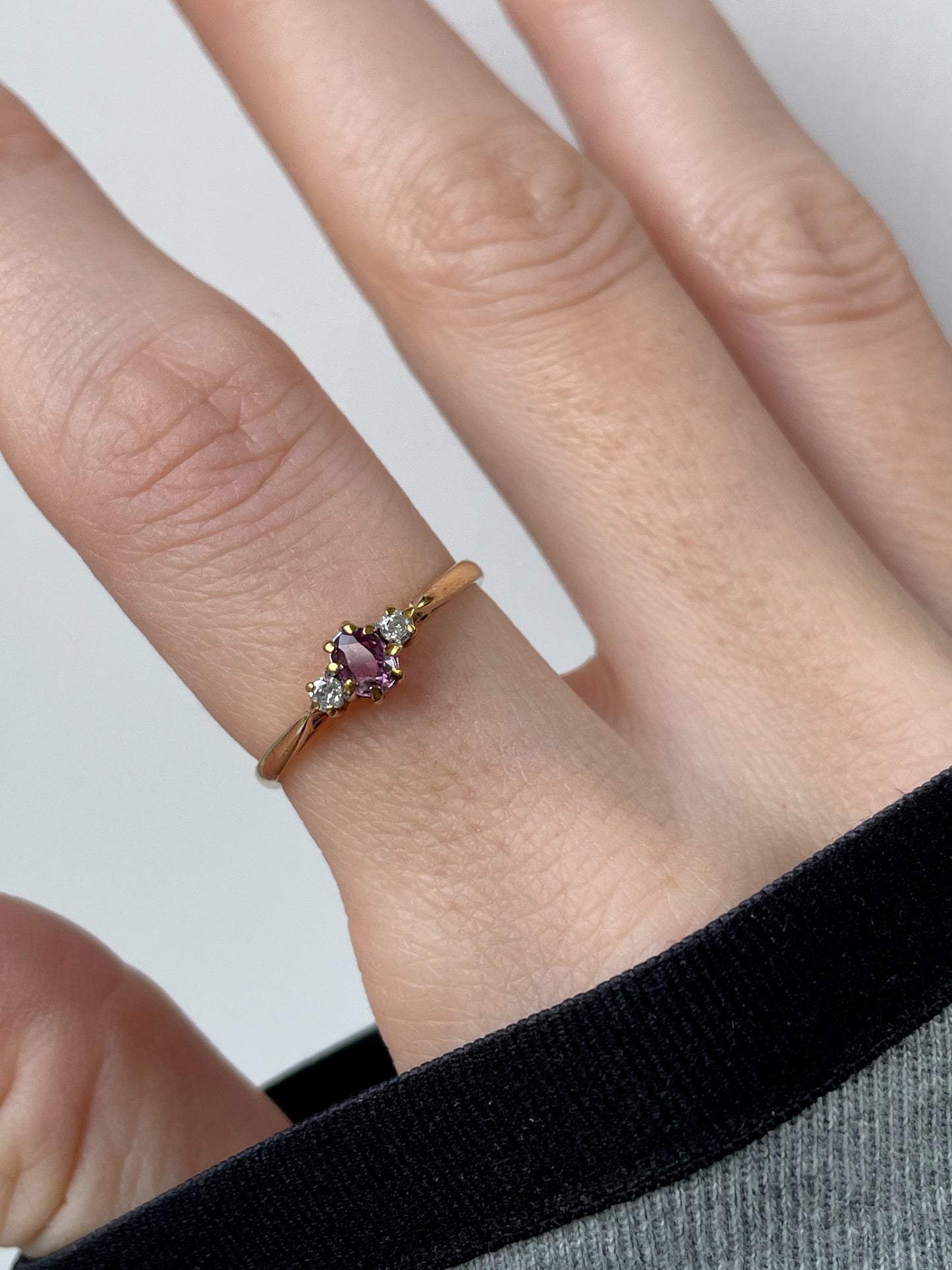 Vintage ruby and diamond trilogy ring from 1988