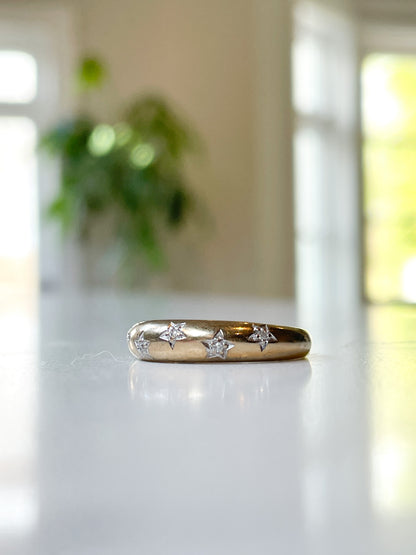 Vintage star set diamond band ring on 9ct gold