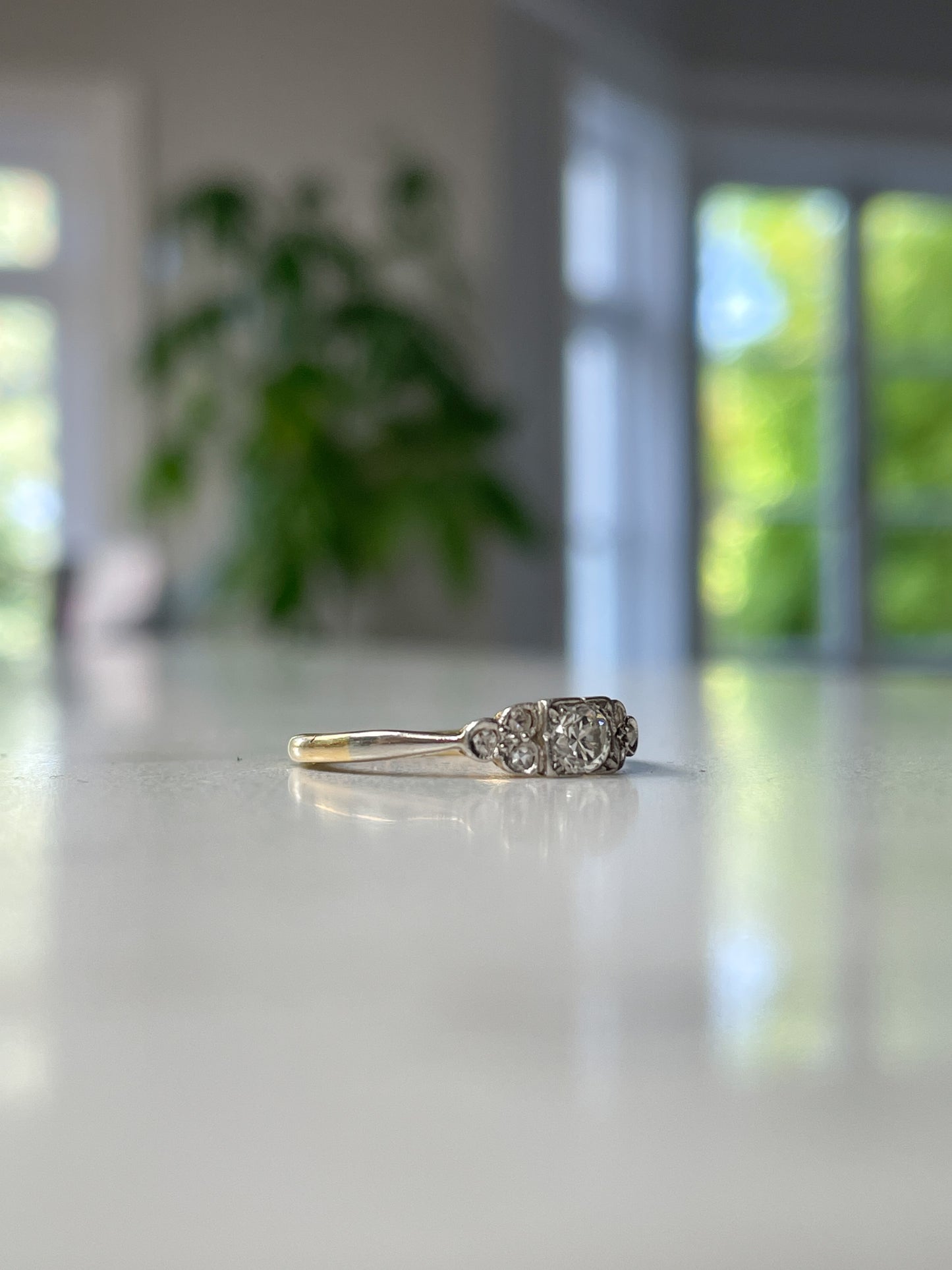 Vintage diamond ring on 18ct gold with original inscription from 1938
