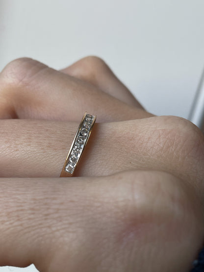 Vintage channel set diamond half eternity ring on 9ct gold