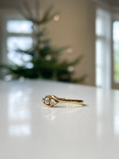 1970s Diamond trilogy ring on 18ct gold