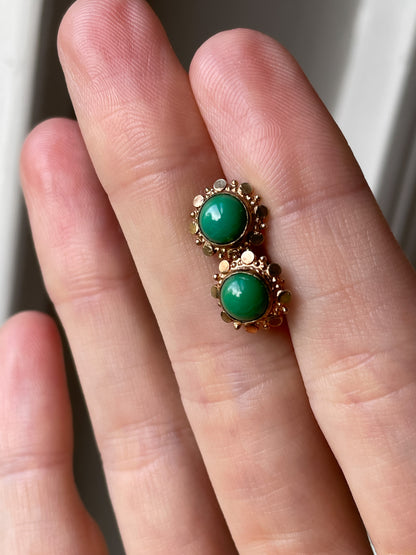 Vintage turquoise and gold round earring studs on 9ct gold