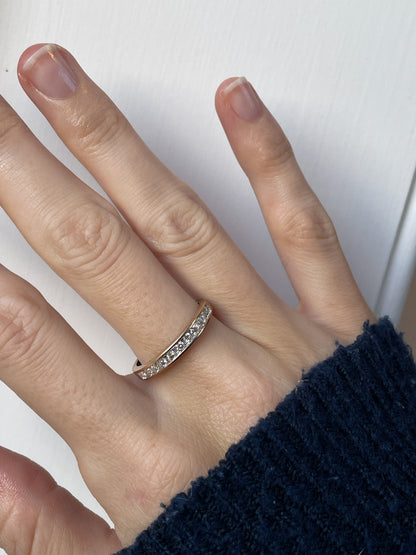 Vintage channel set diamond half eternity ring on 9ct gold