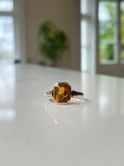 Vintage citrine ring on 9ct rose gold