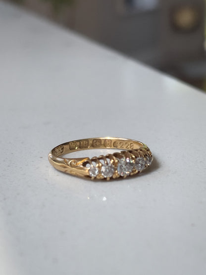 Antique Edwardian diamond 5-stone ring on 18ct gold