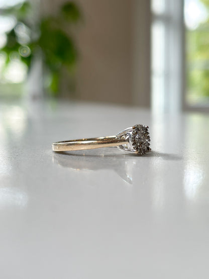 Vintage diamond cluster ring on 9ct gold