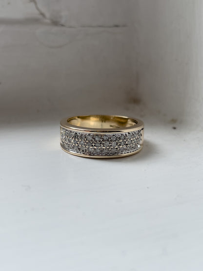 Vintage pavé set diamond band ring on 9ct gold