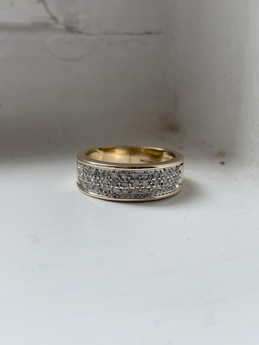 Vintage pavé set diamond band ring on 9ct gold