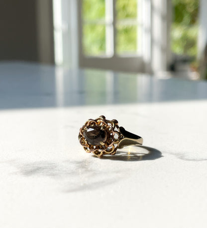 14ct gold smoky quartz ring
