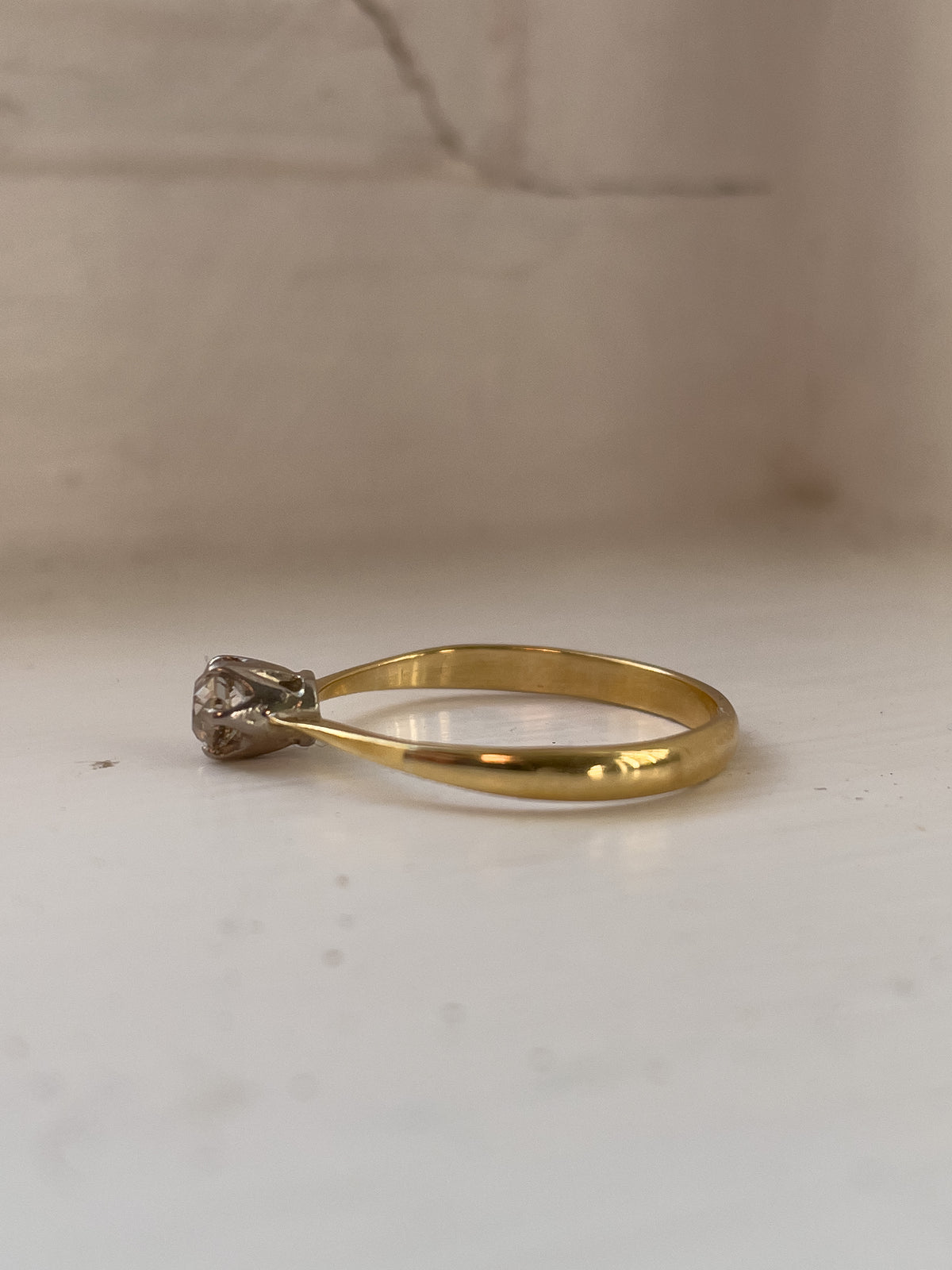 Vintage yellow diamond solitaire ring on 18ct gold