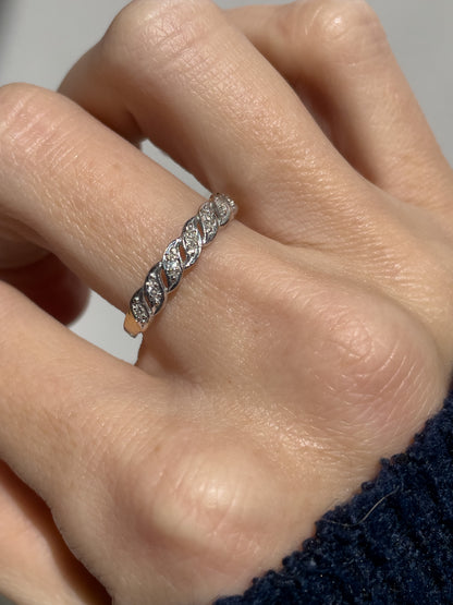 Vintage 'wavy' diamond half eternity ring on 9ct gold