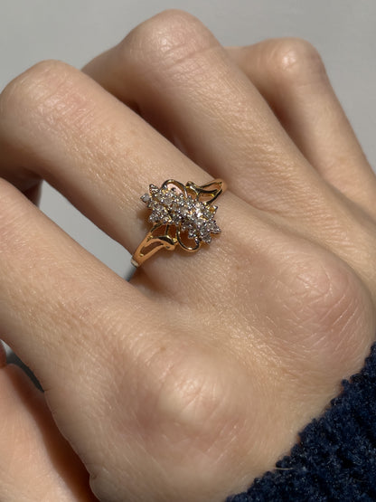 Vintage diamond cluster ring on 9ct gold