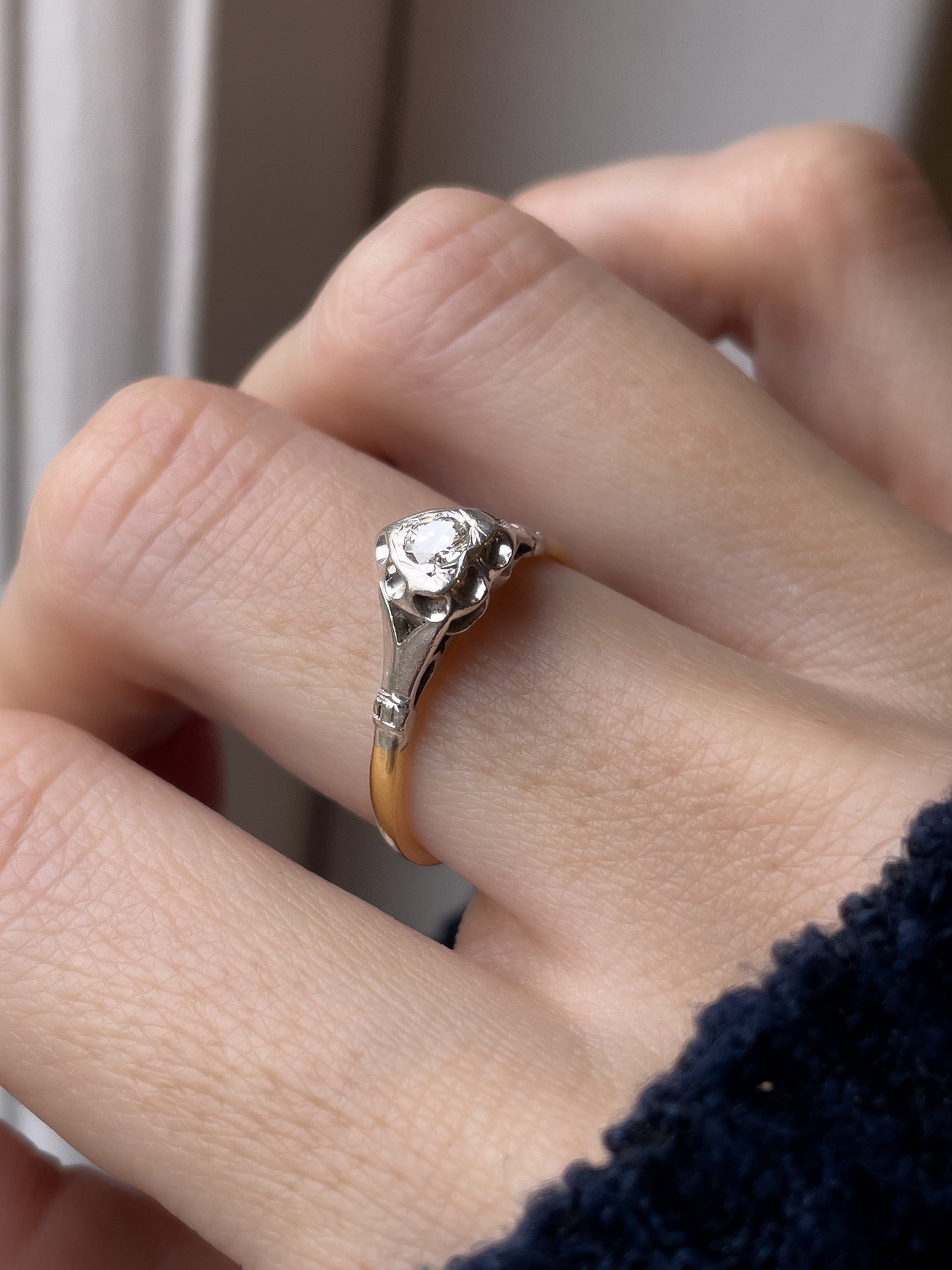 Antique heart shaped diamond solitaire ring on 18ct gold and platinum