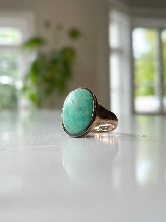 Vintage turquoise cocktail ring on 9ct rose gold